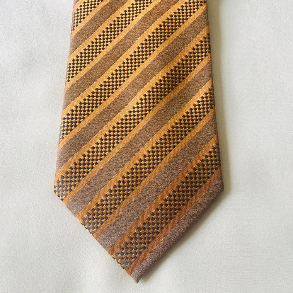 Laurant Bennet Milano Neck Tie Gold Black Pattern Like New